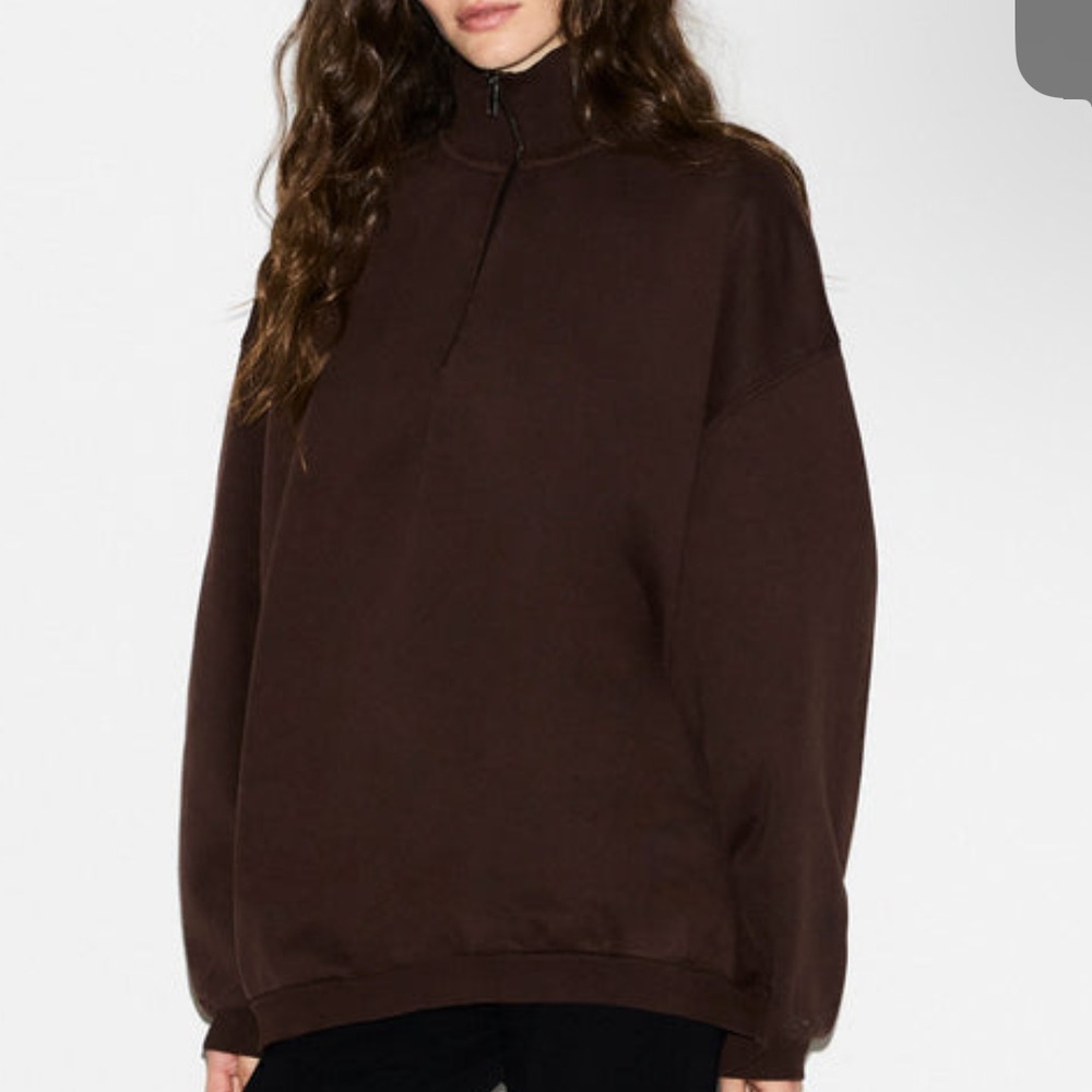 NWT Skims Oversized Quarter Zip Boyfriend Fleece Espresso Medium